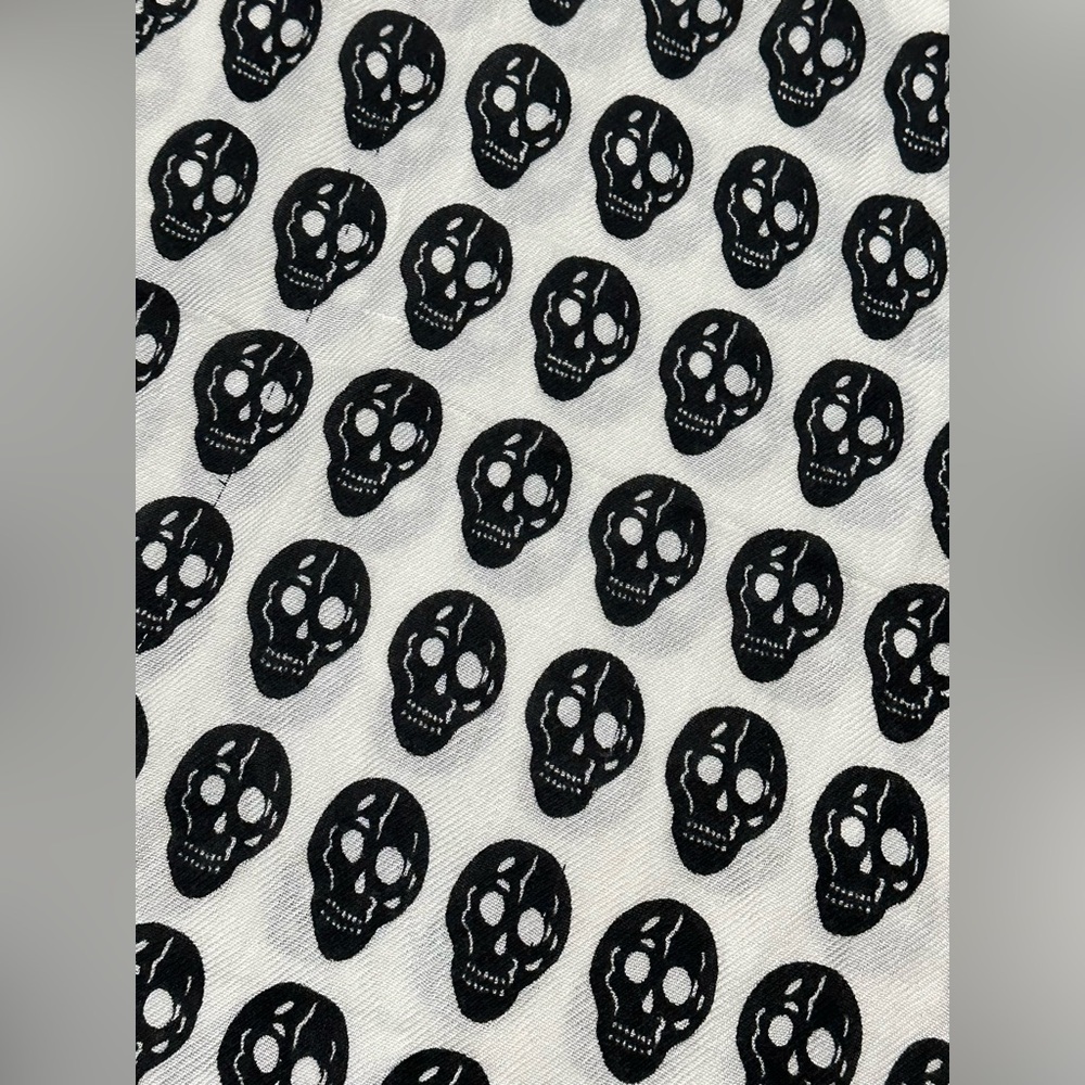 White Skull Pattern Scarf Wrap - image 3